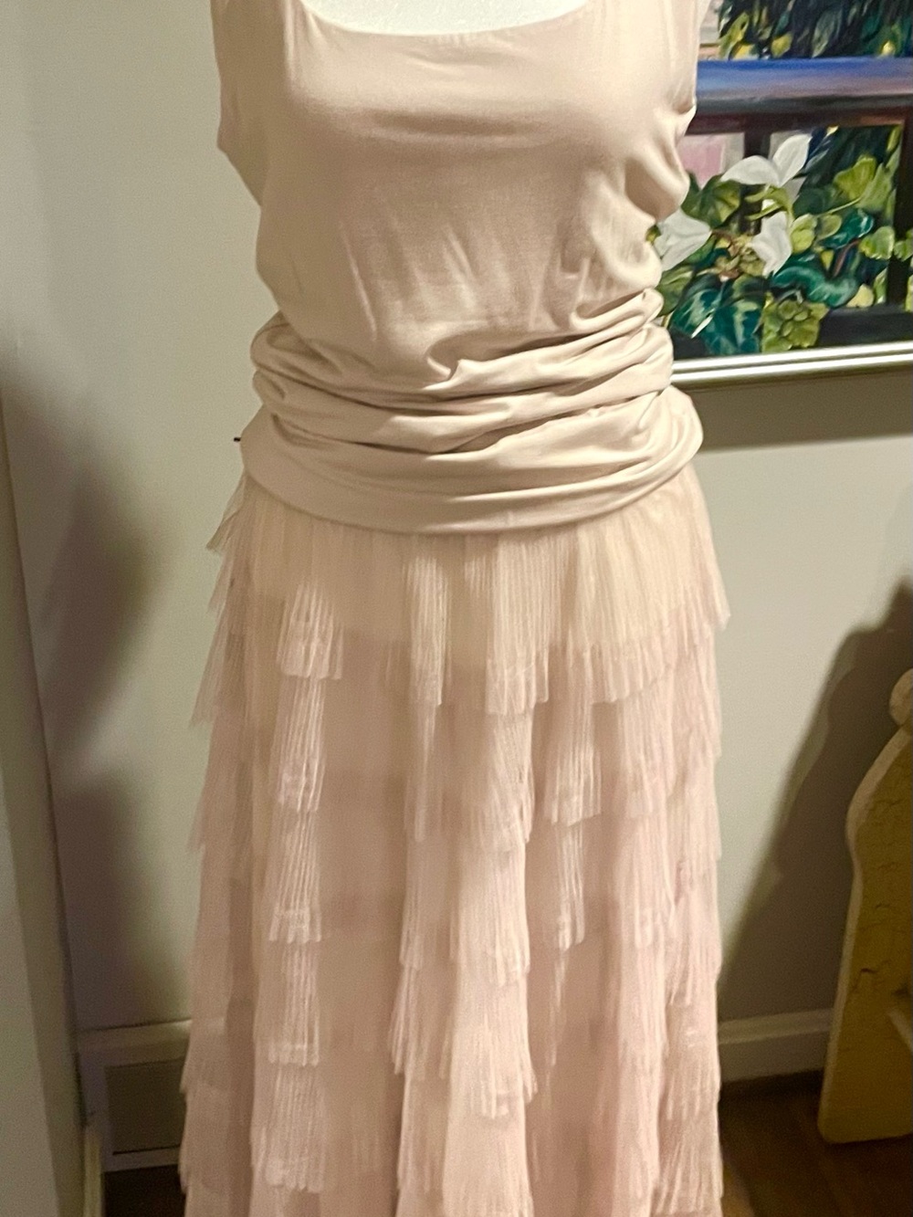 M Skirt and L Top Simply Vera Vera Wang Blush Tiered Tulle Maxi Skirt and Top